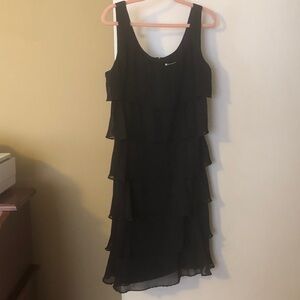 Patra Black Layered Asymmetrical Dress